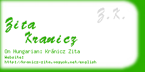 zita kranicz business card
